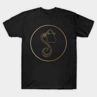 Aquarius Zodiac Art Gold T-Shirt